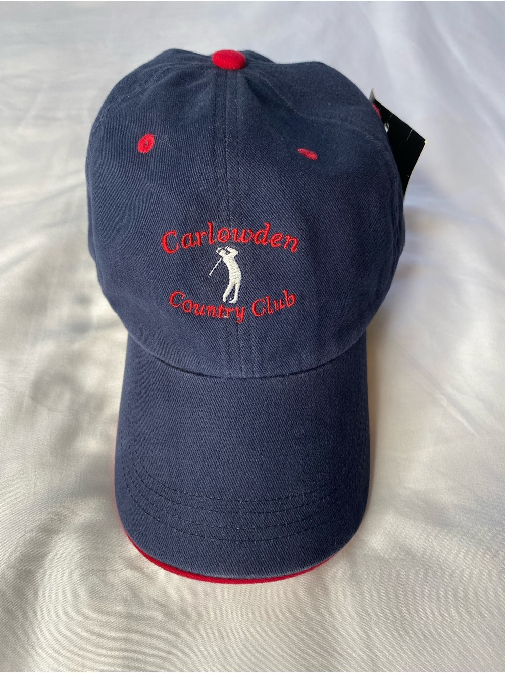 Carlowden Country Club Golf Hat Navy Blue Red Trim Embroidered Golfer NWT